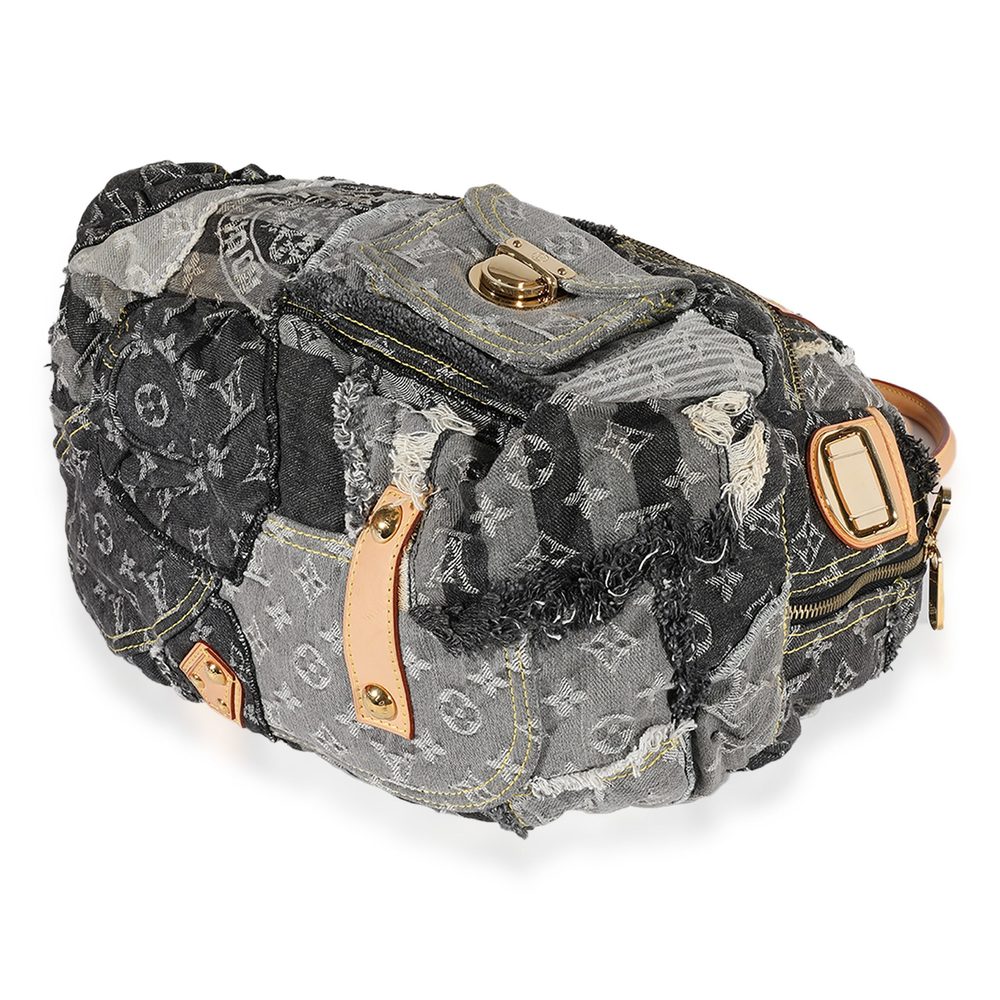 Louis Vuitton Gray Monogram Denim Patchwork Bowli… - image 6